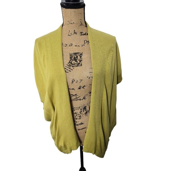 Anthropologie Sparrow Yellow Drapey Open Front Sweater Cotton Wool Angora - Picture 12 of 12